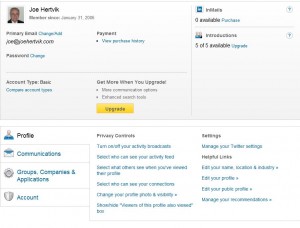 LinkedIn Privacy Controls screen