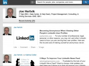 Linkedin sample view activity feed screen